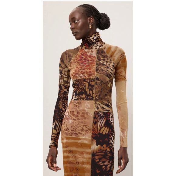 Fuzzi Abito Brown Patchwork Dress XXL - Picture 4 of 14